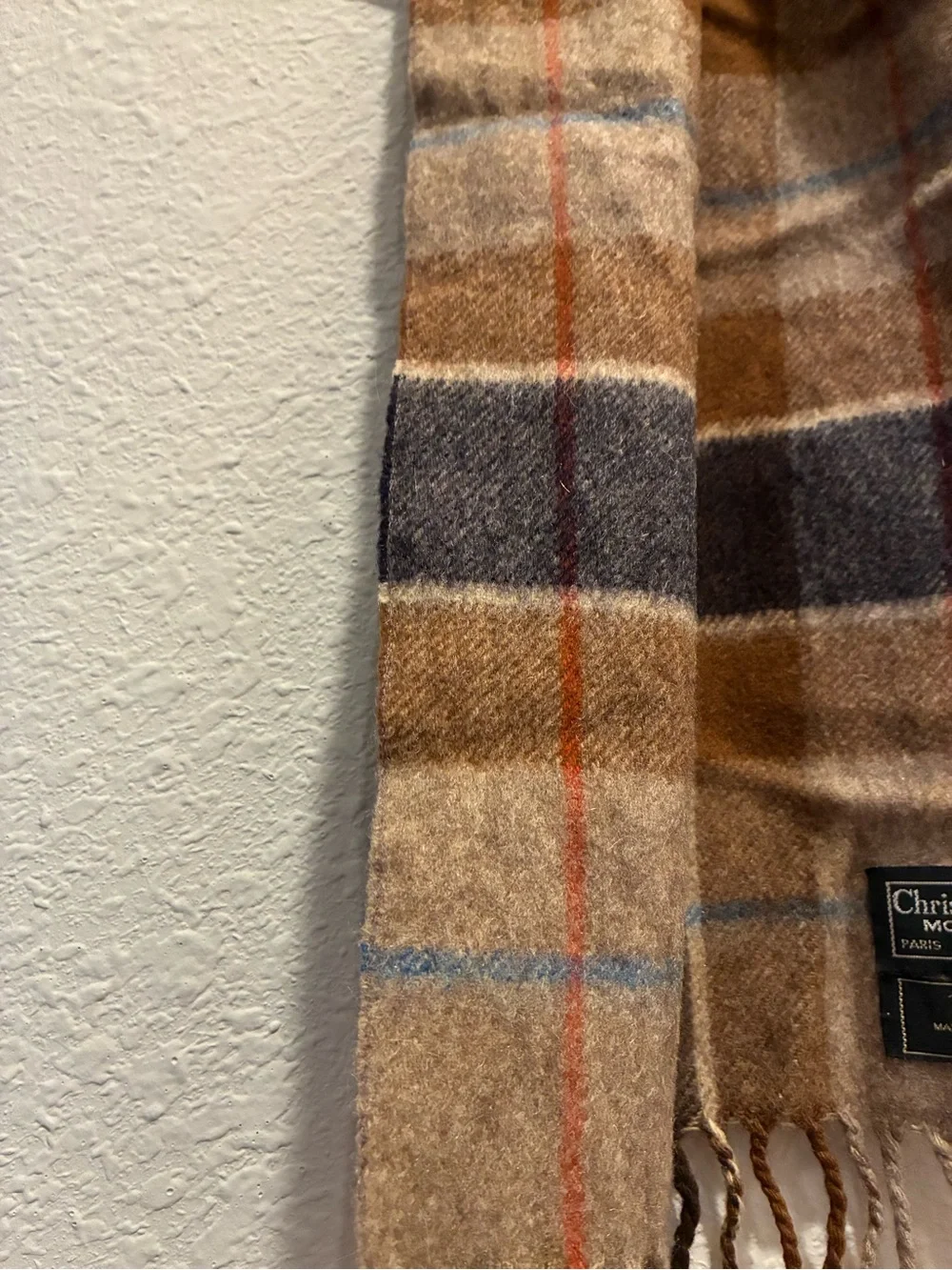 Vintage Christian Dior Monsieur plaid scarf 100% cashmere Western Germany